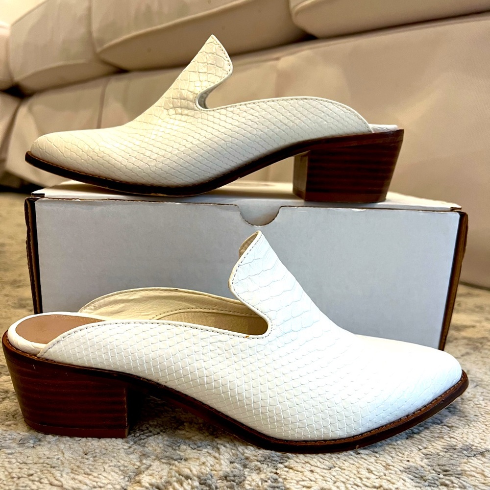 Chinese Laundry Marnie Mule Heels in White Croc